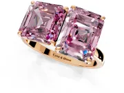 Fancy Pink Asscher Cut and Emerald Cut Lab-Grown Diamond Toi et Moi Engagement Ring with Prong-Set Stones in Rose Gold