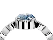 Vintage Station Engagement Ring Setting for Fancy Blue Oval Center with Accents and Prong Head in Sterling Silver
