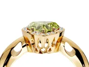 Halo Engagement Ring Setting for Fancy Yellow Heart-Shaped Center with Tapered Plain Band and Prong Head in Yellow Gold