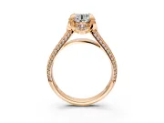 Solitaire Engagement Ring Setting for Round Cut Center with Accented Split Shank and Prong Head in Rose Gold