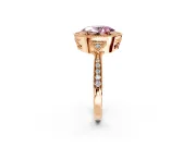 Halo Engagement Ring Setting for Fancy Pink Oval Center with Milgrain Rim, Pave Band and Prong Head in Rose Gold