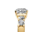 5 Stone Engagement Ring Setting for Cushion Cut Center with Plain Band and Prong Head in Yellow Gold