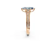Solitaire Engagement Ring Setting for Fancy Blue Marquise Center with Pave Rail Split Shank and Prong Head in Rose Gold