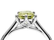 Solitaire Engagement Ring Setting for Fancy Yellow Radiant Cut Center with Cathedral Band and Prong Head in Platinum