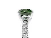 Solitaire Engagement Ring Setting for Fancy Green Cushion Cut Center with Large Accents and Prong Head in White Gold