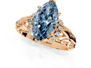 Solitaire Engagement Ring Setting for Fancy Blue Marquise Center with Filigree Accent Basket and Prong Head in Rose Gold