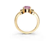 Solitaire Engagement Ring Setting for Fancy Pink Cushion Cut Center with Twisted Band and Scroll Prong Head in Yellow Gold