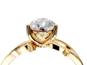 Solitaire Engagement Ring Setting for Pear-Shaped Center with Pave and Plain Crossover Band and Prong Head in Yellow Gold