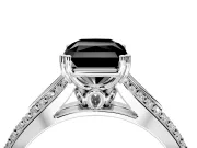 Solitaire Engagement Ring Setting for Fancy Black Radiant Cut Center with Pave Rail Split Shank and Prong Head in Sterling Silver