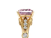 Solitaire Engagement Ring Setting for Fancy Pink Princess Cut Center with Marquise and Bezel Accents and Prong Head in Yellow Gold