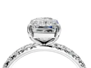 Solitaire Engagement Ring Setting for Radiant Cut Center with Shared-Prong Accents and Prong Head in Sterling Silver
