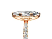 Solitaire Engagement Ring Setting for Marquise Center with Pave Band and Claw Prong Head in Rose Gold