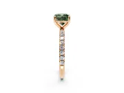 Solitaire Engagement Ring Setting for Fancy Green Cushion Cut Center with Micro Pave Band and Prong Head in Rose Gold