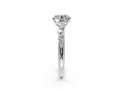 Cluster Engagement Ring Setting for Round Cut Center with Round Cut Accent Band and Prong Head in Sterling Silver