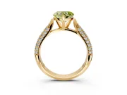 Solitaire Engagement Ring Setting for Fancy Yellow Heart-Shaped Center with Multi-Row Accents and Prong Head in Yellow Gold