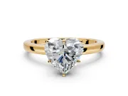 Solitaire Engagement Ring Setting for Heart-Shaped Center with Plain Band and Tulip Prong Head in Yellow Gold