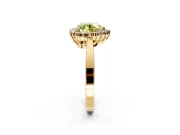 Starburst Halo Engagement Ring Setting for Fancy Yellow Heart-Shaped Center with Flat Cathedral Band and Prong Head in Yellow Gold