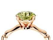 Solitaire Engagement Ring Setting for Fancy Yellow Round Cut Center with Bamboo Band and Prong Head in Rose Gold