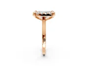 Single Halo Engagement Ring Setting for Radiant Cut Center with Corner Claws, Plain Band and Prong Head in Rose Gold