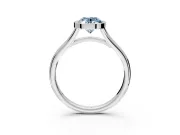 Solitaire Engagement Ring Setting for Fancy Blue Oval Center with V Split Shank and Bezel Head in Platinum