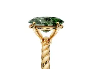 Solitaire Engagement Ring Setting for Fancy Green Oval Center with 2-Strand Rope Twist Band and Prong Head in Yellow Gold
