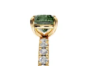 Solitaire Engagement Ring Setting for Fancy Green Cushion Cut Center with Shared-Prong Accents and Prong Head in Yellow Gold