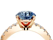 Solitaire Engagement Ring Setting for Fancy Blue Round Cut Center with Single Row Accent Band and Prong Head in Rose Gold