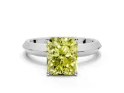 Solitaire Engagement Ring Setting for Fancy Yellow Radiant Cut Center with Wide Knife Ridge Band and Prong Head in Platinum