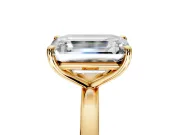 Fancy Blue Emerald Cut and Emerald Cut Lab-Grown Diamond Toi et Moi Engagement Ring with Prong-Set Stones in Yellow Gold