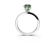 Solitaire Engagement Ring Setting for Fancy Green Cushion Cut Center with Fine Pave Band and Claw Prong Head in Platinum