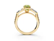Channel-Set Engagement Ring Setting for Fancy Yellow Radiant Cut Center with Baguette Band and Prong Head in Yellow Gold