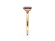 Solitaire Engagement Ring Setting for Fancy Pink Emerald Cut Center with Straight Thin Band and Prong Head in Yellow Gold
