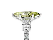 3 Stone Engagement Ring Setting for Fancy Yellow Marquise Center with Round Cut Side Accents and Prong Head in Sterling Silver
