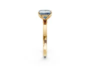 Solitaire Engagement Ring Setting for Fancy Blue Princess Cut Center with Thin Rounded Plain Band and Prong Head in Yellow Gold