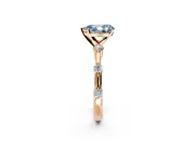 Solitaire Engagement Ring Setting for Fancy Blue Pear-Shaped Center with Bezel Station Band and Prong Head in Rose Gold