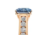 Solitaire Engagement Ring Setting for Fancy Blue Radiant Cut Center with Round Cut Channel Band and Prong Head in Rose Gold