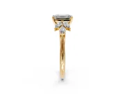Floral Cluster Engagement Ring Setting for Emerald Cut Center with Marquise Accents and Prong Head in Yellow Gold