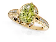 Floral Engagement Ring Setting for Fancy Yellow Pear-Shaped Center with Four Accent Clusters and Prong Head in Yellow Gold