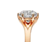 Solitaire Engagement Ring Setting for Cushion Cut Center with Plain Split Shank and Prong Head in Rose Gold