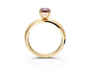 Solitaire Engagement Ring Setting for Fancy Pink Emerald Cut Center with Wide Knife Ridge Band and Prong Head in Yellow Gold