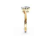 Solitaire Engagement Ring Setting for Oval Center with Plain Bypass Twist Band and Prong Head in Yellow Gold