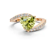 Solitaire Engagement Ring Setting for Fancy Yellow Heart-Shaped Center with Pave Bypass Swirl Band and Prong Head in Rose Gold