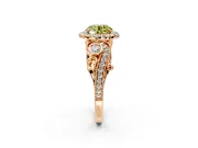 Milgrain Halo Engagement Ring Setting for Fancy Yellow Round Cut Center with Shoulder Bezels and Prong Head in Rose Gold