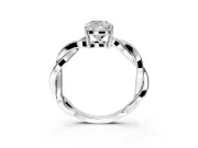 Solitaire Engagement Ring Setting for Cushion Cut Center with Twisted Pave Band and Prong Head in Sterling Silver