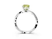 Side Accent Engagement Ring Setting for Fancy Yellow Cushion Cut Center with Accent Shoulders and Prong Head in White Gold