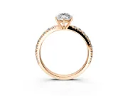 Solitaire Engagement Ring Setting for Marquise Center with Large Accent Band and Prong Head in Rose Gold