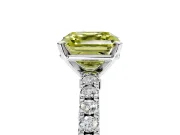 Solitaire Engagement Ring Setting for Fancy Yellow Asscher Cut Center with Single Row Accent Band and Prong Head in Platinum