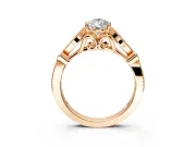 Solitaire Engagement Ring Setting for Pear-Shaped Center with Marquise and Bezel Accents and Prong Head in Rose Gold