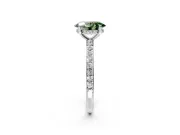 Solitaire Engagement Ring Setting for Fancy Green Oval Center with Fine Pave Band and Prong Head in Platinum