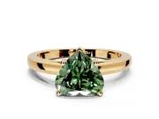 Solitaire Engagement Ring Setting for Fancy Green Heart-Shaped Center with Basket Rail and Prong Head in Yellow Gold